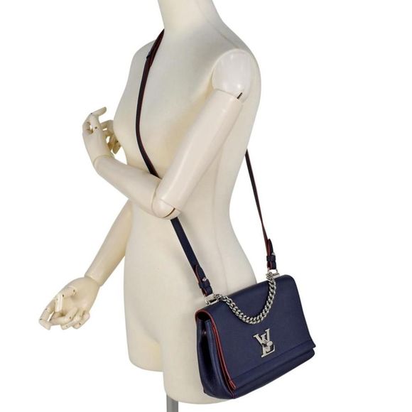 Lockme 2 BB 2WAY Chain Handbag Diagonal Shoulder Bag Leather Marine Rouge - Picture 8 of 8